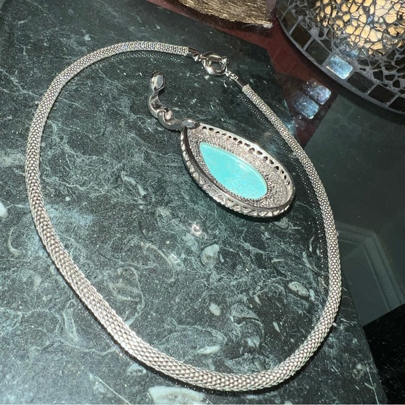 Pendant & Necklace Set - Turquoise Pendant w/ Woven Chain Necklace NWOT - Picture 11 of 17